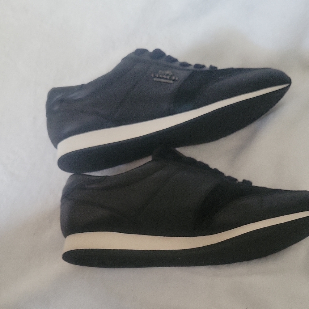 Coach Raylen Sneakers Women 8.5B Black Leather Suede Athletic Lace Up Shoes - Picture 9 of 16